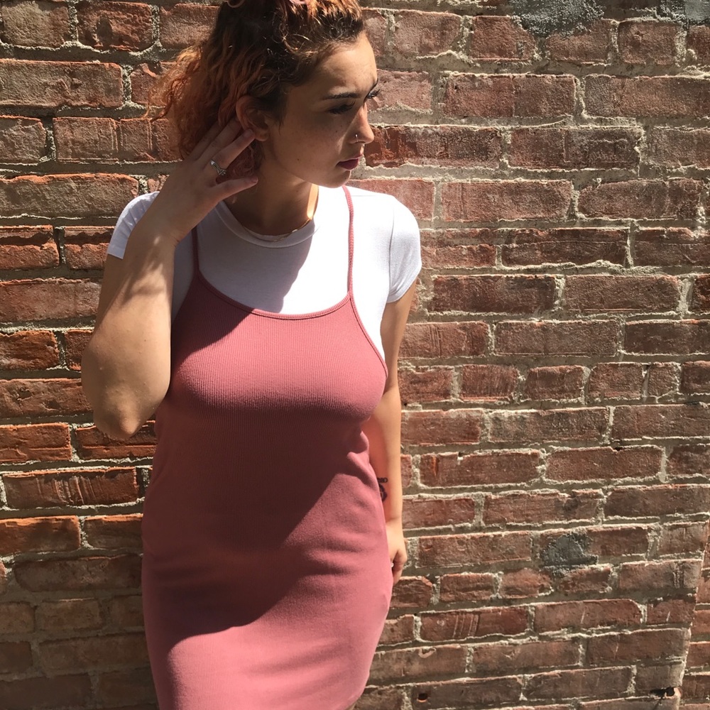 Light pink tank top fitted summer dress